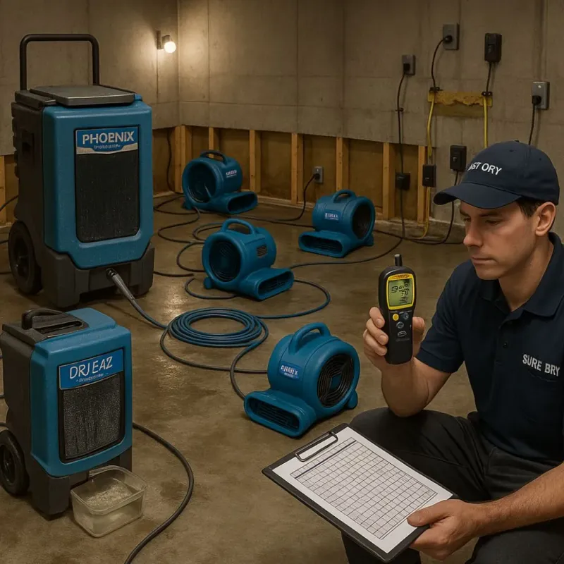 Structural Drying and Dehumidification process in Quakertown, PA